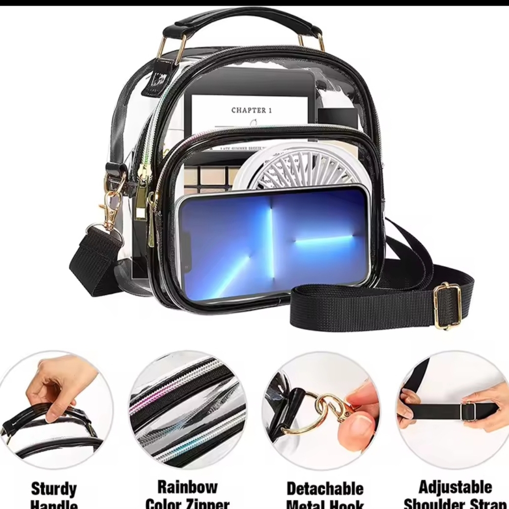 Black Clear Purse Bag with Handle